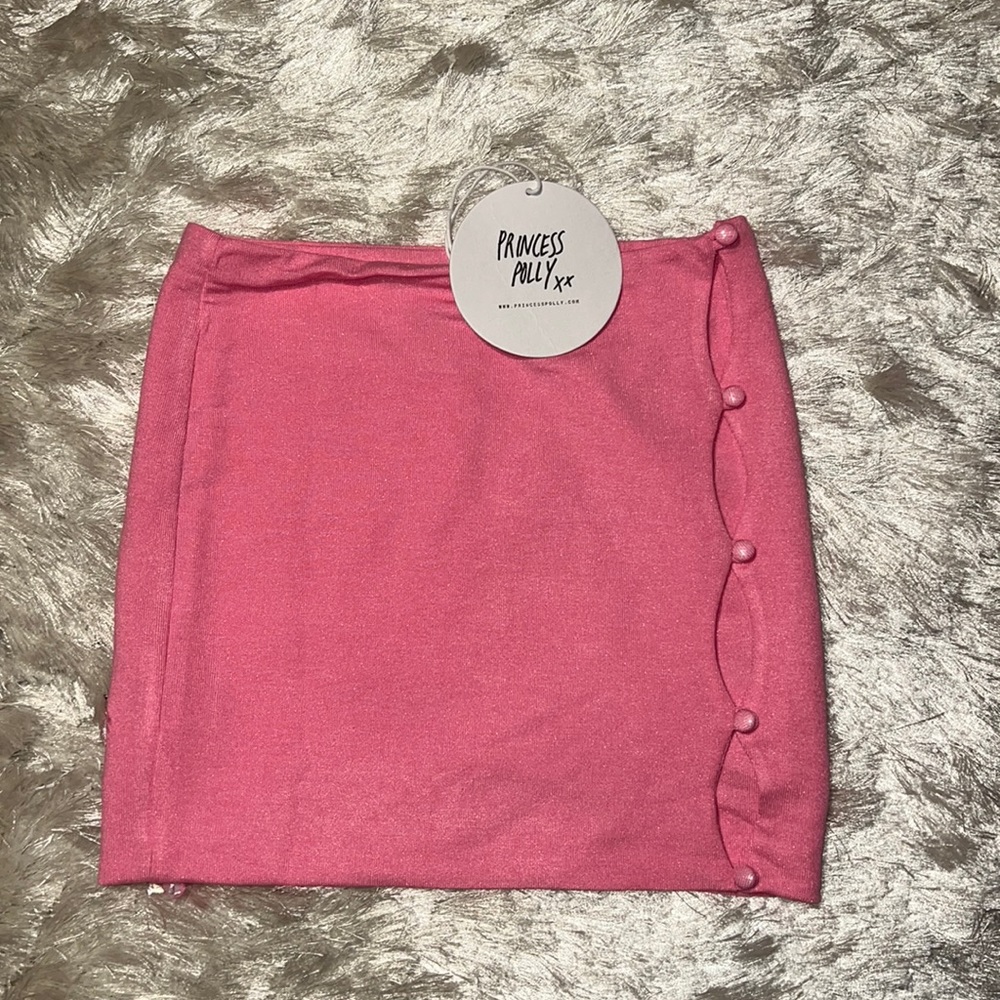 princess polly y2k neon pink button cutout mini skirt w/tags size 2